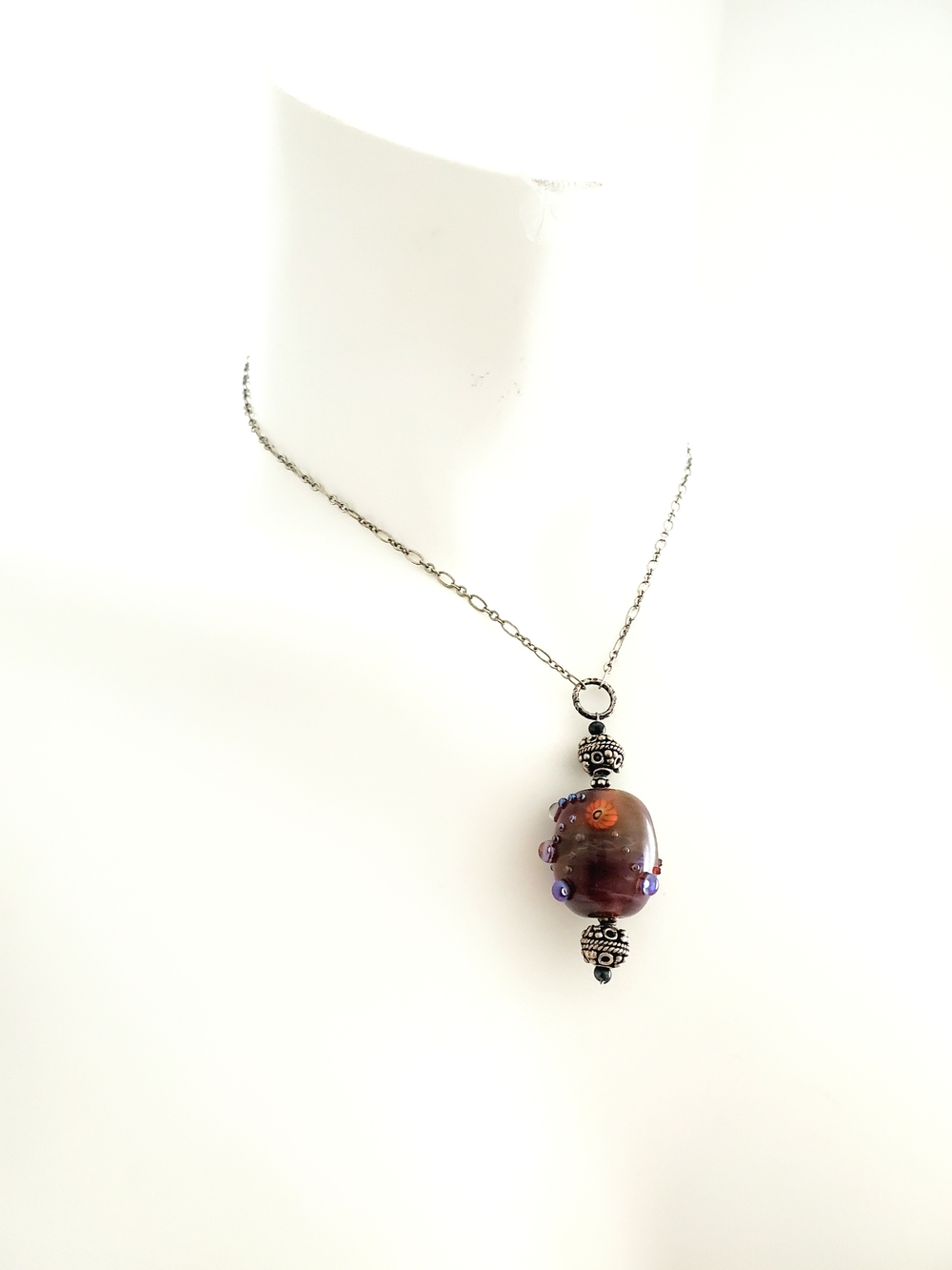 Artisan Handmade Lampwork Art Glass Focal Pendant Necklace